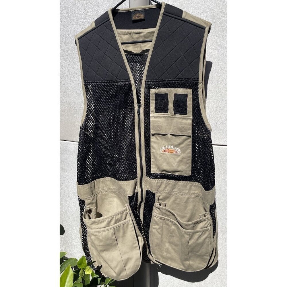 Fieldline Men's M/L Beige & Black Mesh Full Zip Padded Shooting Hunting Vest